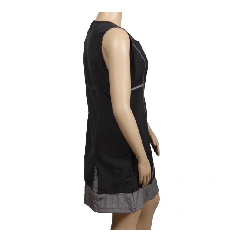 robe grande taille - robe chasuble à surpiqûres rouges L33 (côté)