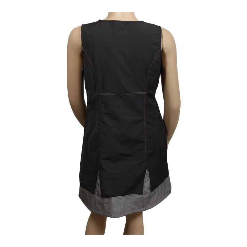 robe grande taille - robe chasuble à surpiqûres rouges L33 (dos)