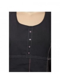 robe grande taille - robe chasuble à surpiqûres rouges L33 (détail)