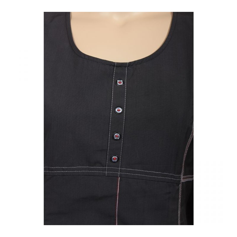 robe grande taille - robe chasuble à surpiqûres rouges L33 (détail)