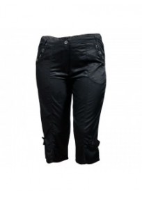 Pantalon grande taille - corsaire satiné Livvy Mystic noir (face)