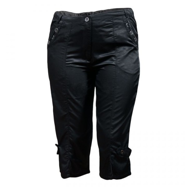 Pantalon grande taille - corsaire satiné Livvy Mystic noir (face)