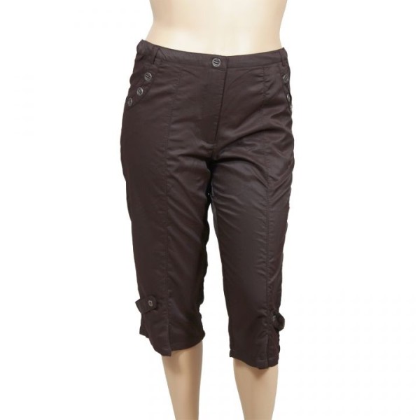 corsaire satiné Livvy Mystic grande taille marron (face)