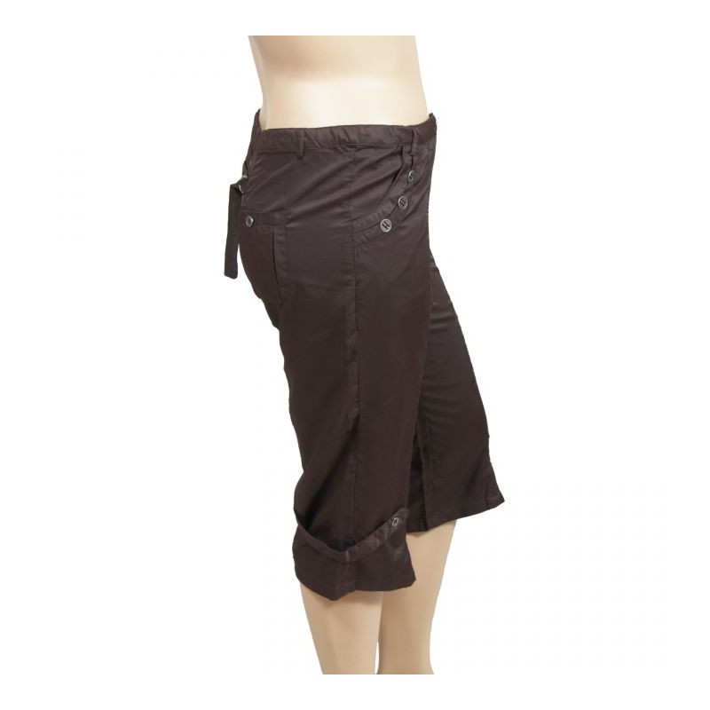 corsaire satiné Livvy Mystic grande taille marron (côté)