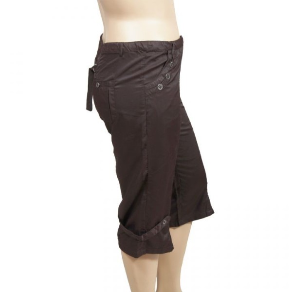 corsaire satiné Livvy Mystic grande taille marron (côté)