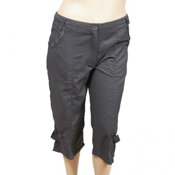 corsaire satiné Livvy Mystic grande taille gris (face)