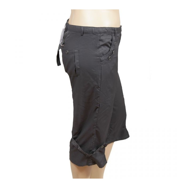 corsaire satiné Livvy Mystic grande taille gris (côté)