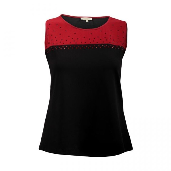 tunique grande taille - tunique bicolore noire et rouge Lady Belle (face)