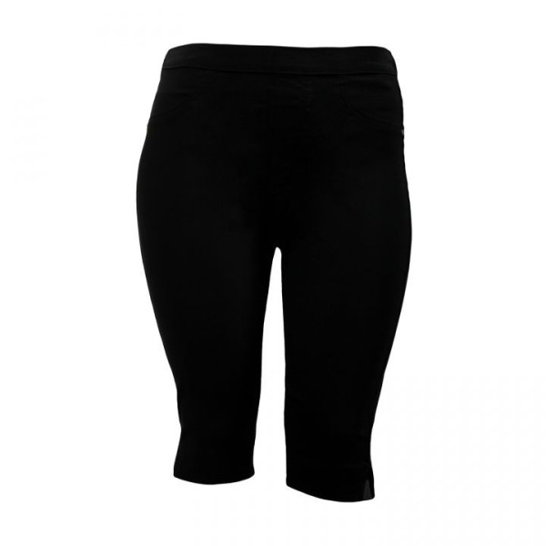 pantalon femme grande taille - pantacourt taille élastique uni noir nana belle (face)