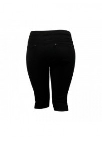 pantalon femme grande taille - pantacourt taille élastique uni noir nana belle (dos)