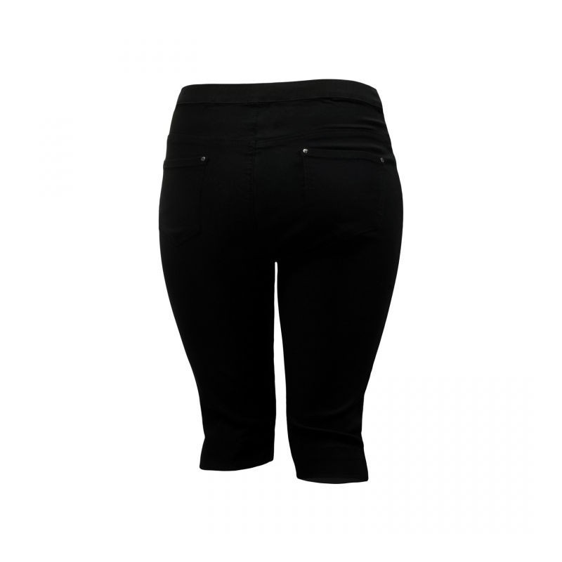 pantalon femme grande taille - pantacourt taille élastique uni noir nana belle (dos)