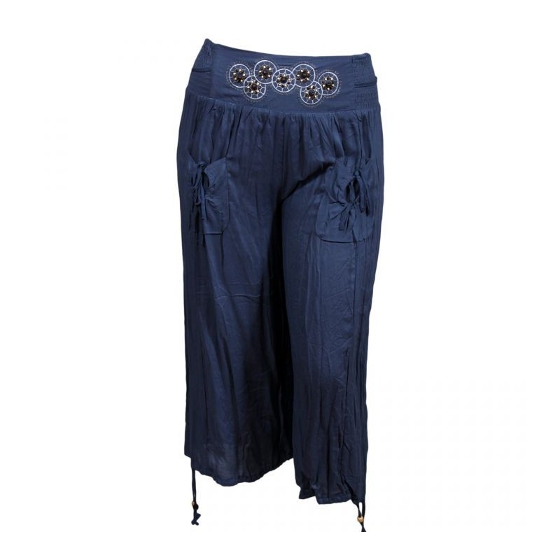 Pantalon fluide H3 bleu jeans grande taille 7/8eme (face)