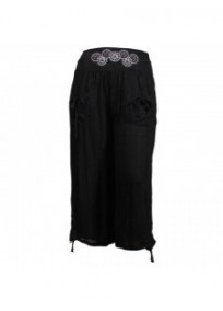 Pantalon grande taille - pantalon fluide 7/8eme H3 noire (face)