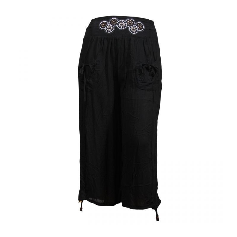 Pantalon grande taille - pantalon fluide 7/8eme H3 noire (face)