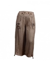 Pantalon fluide H3 marron grande taille 7/8eme (face)