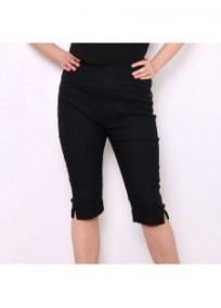 pantalon femme grande taille - pantacourt taille élastique uni noir nana belle (porté)