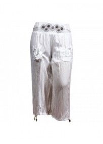 Pantalon fluide H3 blanc grande taille 7/8eme (face)