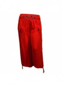 Pantalon grande taille - pantalon fluide 7/8eme H3 rouge (face)