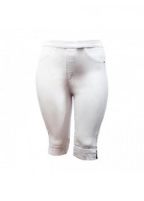 pantalon femme grande taille - pantacourt taille élastique uni blanc nana belle (face)