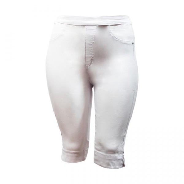 pantalon femme grande taille - pantacourt taille élastique uni blanc nana belle (face)