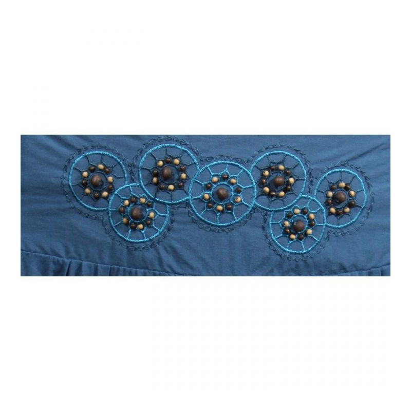 Pantalon fluide H3 bleu turquoise grande taille 7/8eme (détail motif)