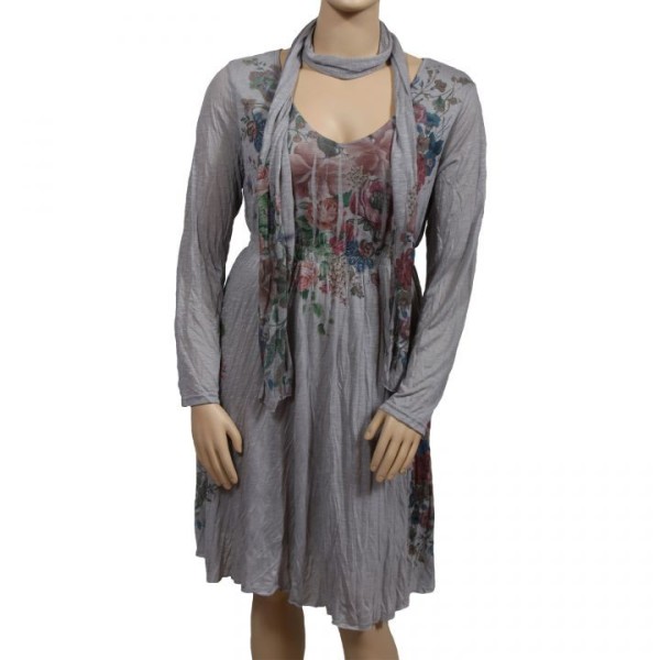 robe & foulard assorti Claude Gérard grande taille (face)