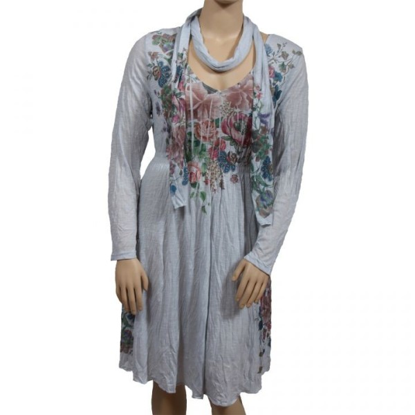 robe & foulard assorti Claude Gérard grande taille (face)
