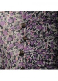 chemisier grande taille - chemisier manches courtes motif fleuri coloris violet (détail)
