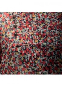 chemisier grande taille - chemisier manches courtes motif fleuri coloris rouge (détail)