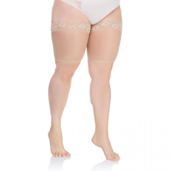 collants "basiques" grande taille - bandes anti frottement Lida beige naturel
