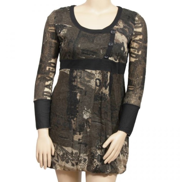 robe kaki imprimée L33 grande taille (face)