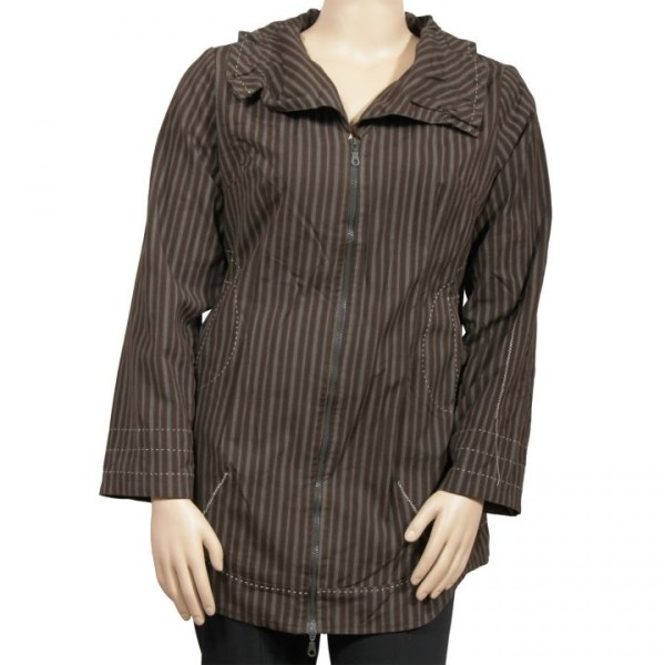 manteau kaki doublé polaire L33 grande taille (face)