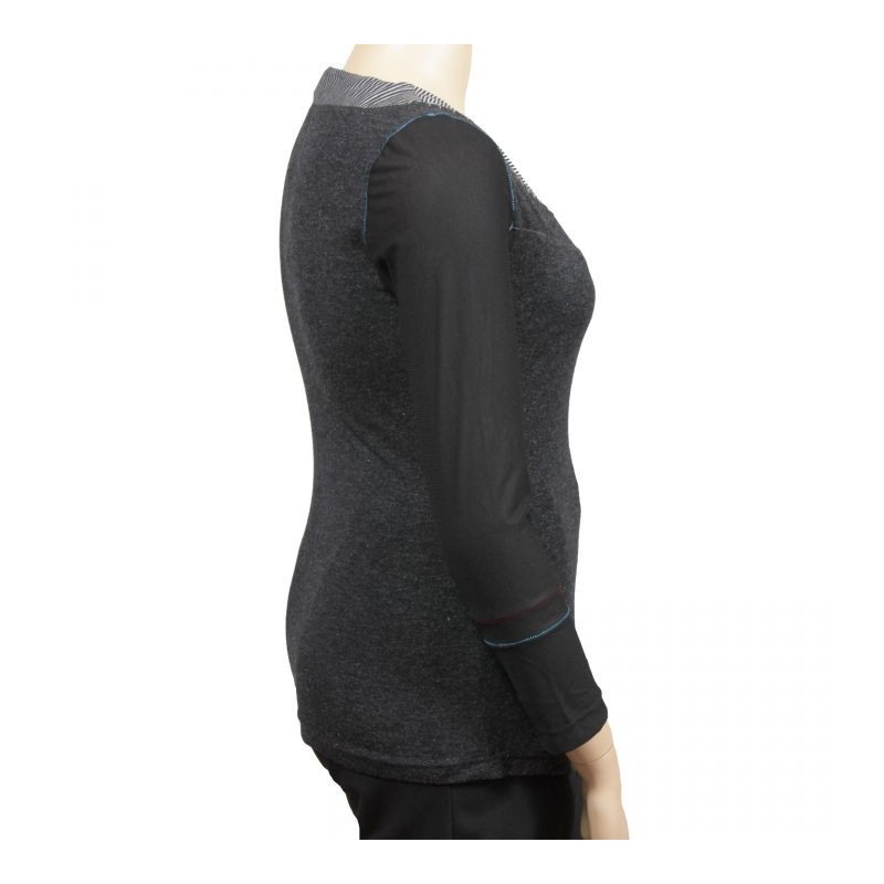 pull gris brodé L33 grande taille (côté)