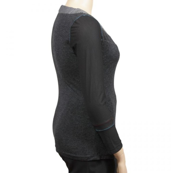 pull gris brodé L33 grande taille (côté)