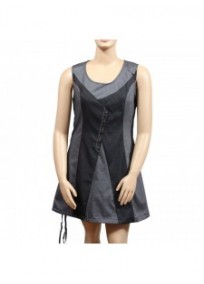 Robe tunique grande talle - robe tunique esprit gilet gris L33 (face)