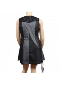 Robe tunique grande talle - robe tunique esprit gilet gris L33 (dos)