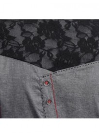 Robe tunique grande talle - robe tunique esprit gilet gris L33 (détail)