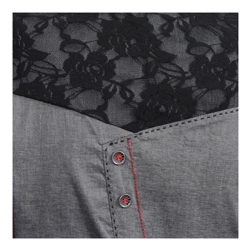 Robe tunique grande talle - robe tunique esprit gilet gris L33 (détail)