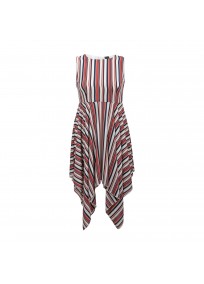 Robe grande taille asymétrique "Stripe" Lili London - face