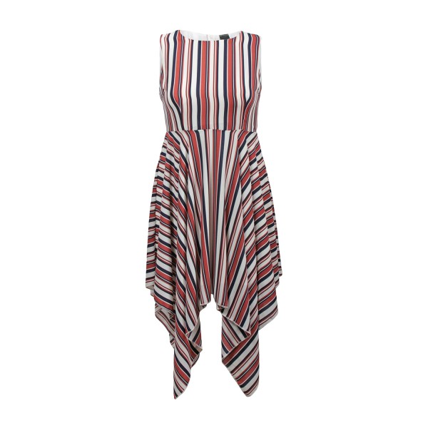 Robe grande taille asymétrique "Stripe" Lili London - face