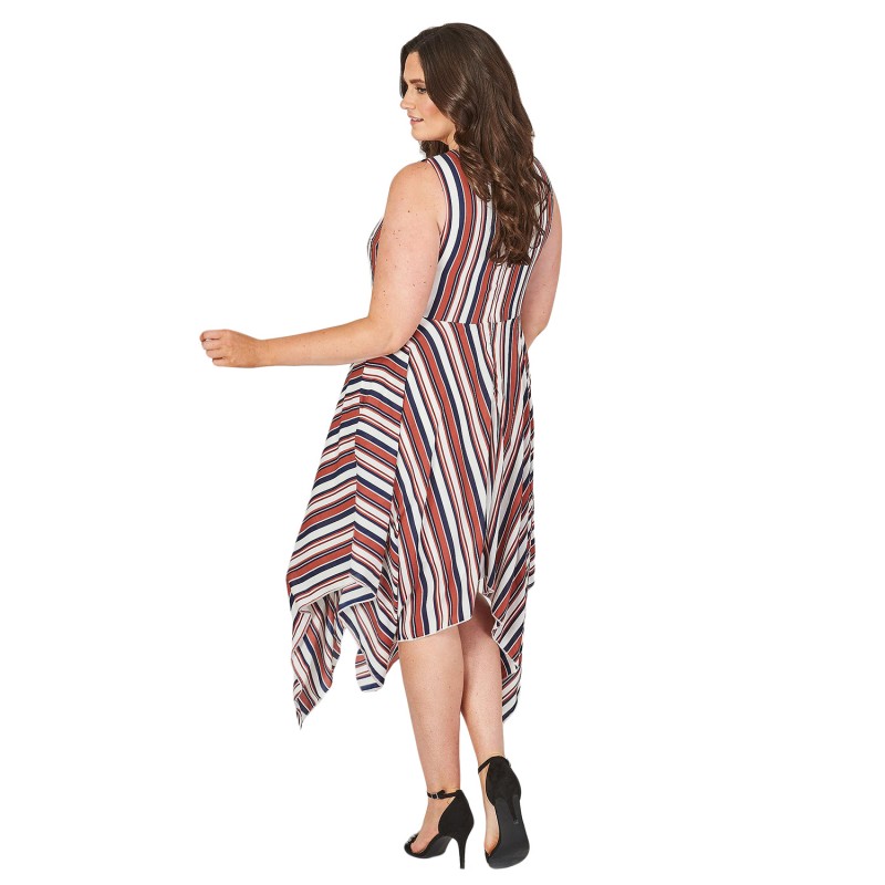 Robe grande taille asymétrique "Stripe" Lili London - porté dos