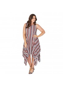 Robe grande taille asymétrique "Stripe" Lili London - porté face