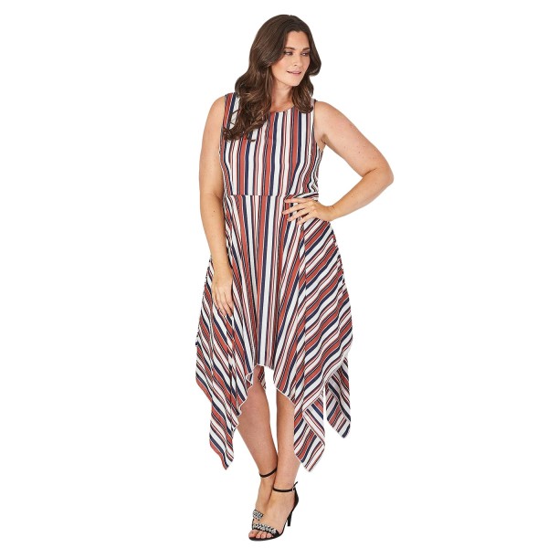 Robe grande taille asymétrique "Stripe" Lili London - porté face