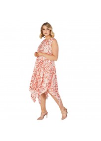 Robe grande taille asymétrique "Coral" Lili London - porté côté