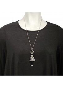 collier fantaisie grande taille - collier pepette Lisa coloris argent "les pepettes" Lol bijoux (porté)