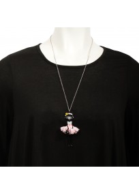 collier fantaisie grande taille - collier pepette Lisa coloris argent "les pepettes" Lol bijoux (porté)