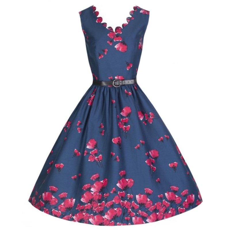 robe grande taille - robe vintage "Daria" Lindy Bop imprimé "coquelicot" (face non porté)