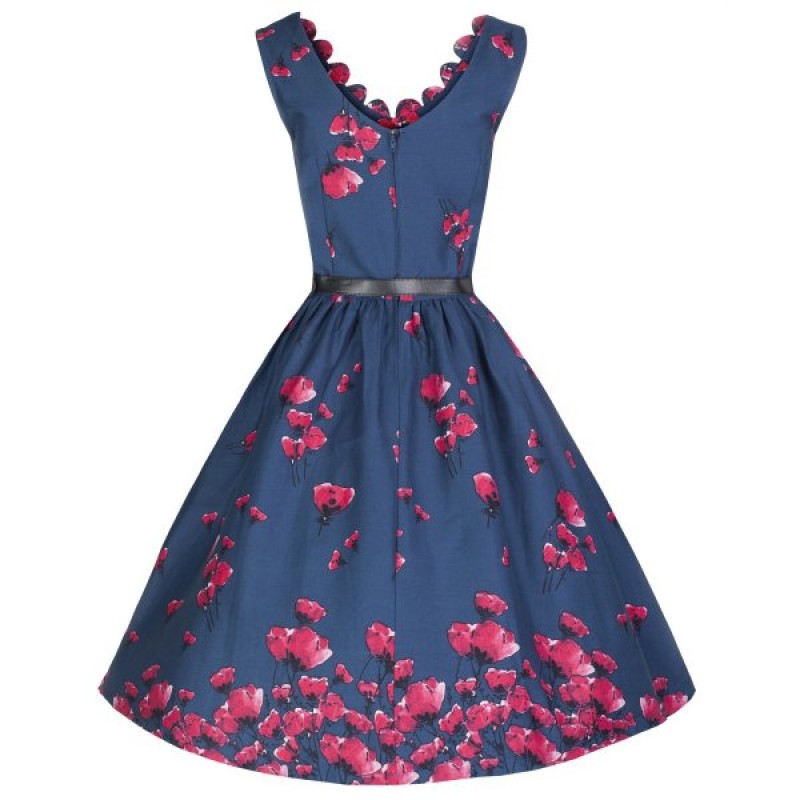 robe grande taille - robe vintage "Daria" Lindy Bop imprimé "coquelicot" (dos non porté)