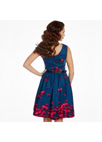 robe grande taille - robe vintage "Daria" Lindy Bop imprimé "coquelicot" (dos porté)