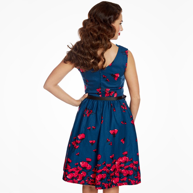 robe grande taille - robe vintage "Daria" Lindy Bop imprimé "coquelicot" (dos porté)
